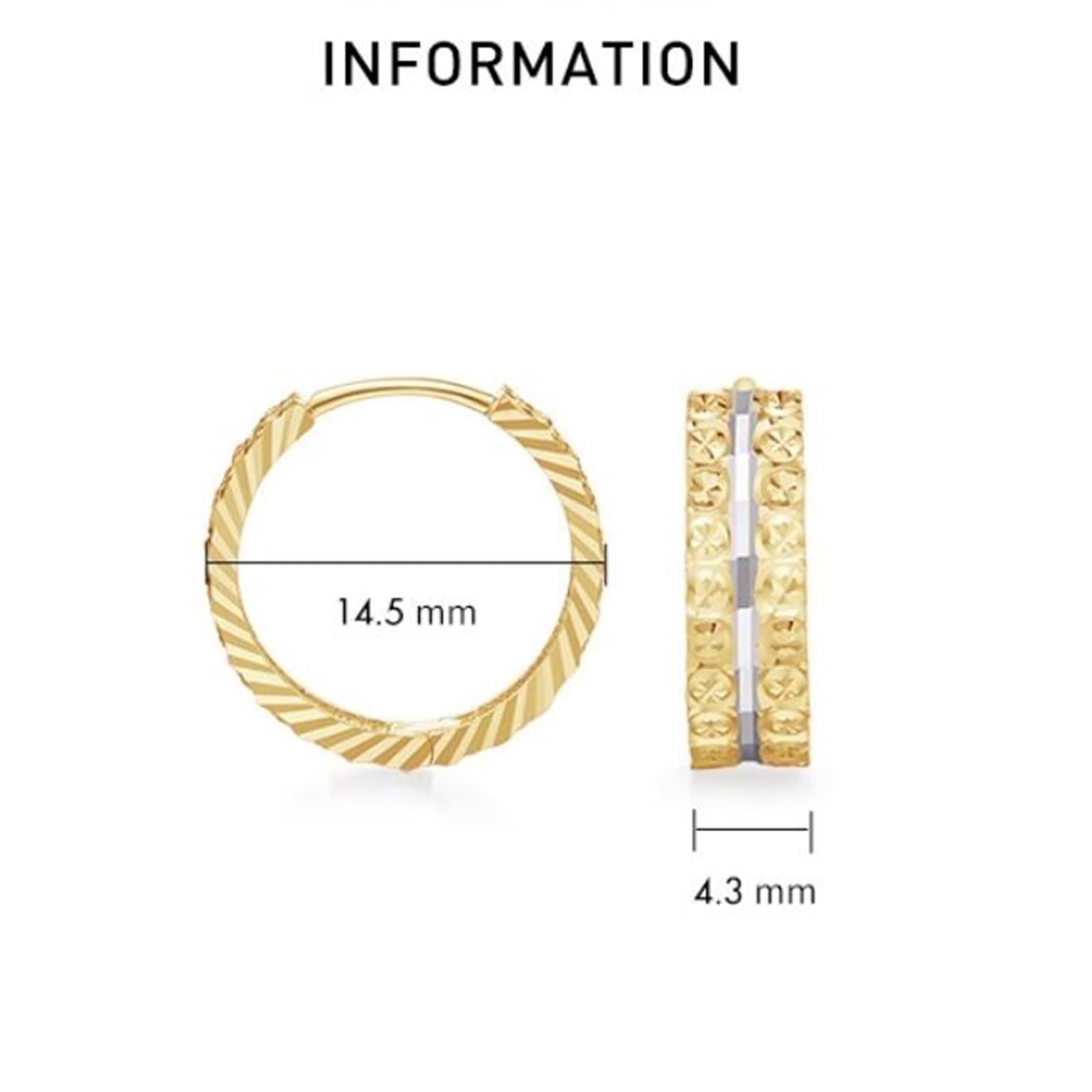 Epinki Creole Hoop 9K/14K/18K żółte złoto i białe złoto, dwukolorowe duże damskie kolczyki na sztyfcie, 18/14/9-karatowe złoto, prawdziwa biżuteria,