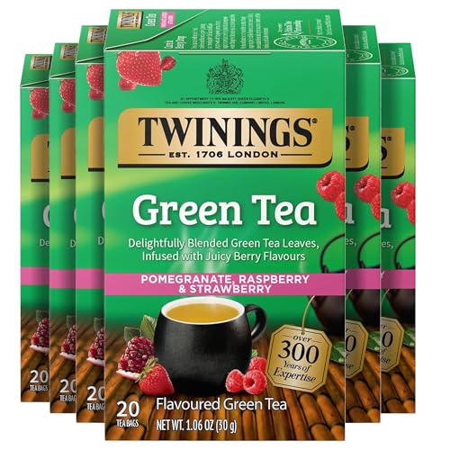 Twinings Green Pomegranate, Raspberry &amp; Strawberry Tea Bags 20 CT (6 Pack)