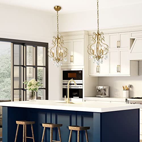 Image of KSANA Crystal Chandelier, Chandelier Light Fixture with K9 Crystal, Modern Pendant Lighting for Kitchen Island, Dining Room and Bedroom, 13'' D x 18'' H