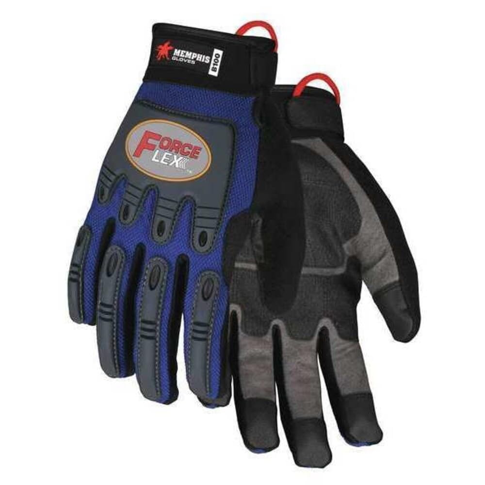 MCR Safety B100L ForceFlex Clarino rękawiczki ze skóry syntetycznej z regulowanym zapięciem na nadgarstek, niebieskie/czarne, duże, 1 para
