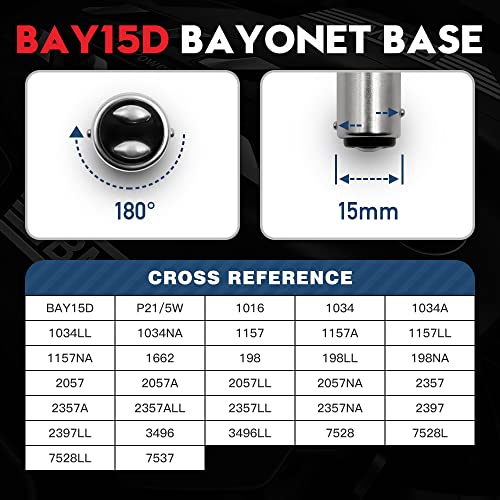 Vehicode 1157 2357 2057 Led Bulb Red Brake Tail Turn Signal Stop Light P21/5W 1157A Na 7528 198 Dual Function Super Bright Rear Lamp For Car Trailer Motorcycle (4 Pack) #TOP3