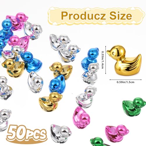 50 Figuras Mini Patitos Coloridos de Resina miniatura 2