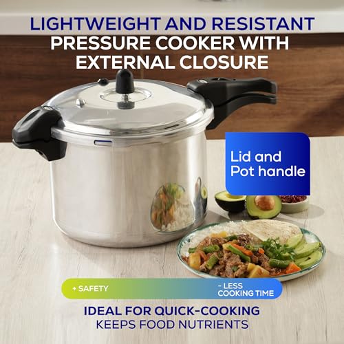 Image of Universal (10.5 Quart / 10 Liter) Olla de Presion, Aluminum Pressure Pot with 6 Safety Systems, 11-Serving Stovetop Cooker, Pressure Cooker made in Colombia, 25-Year Warranty