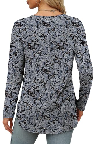 Image of XIEERDUO Womens Long Sleeve Round Neck Shirts Side Split Basic Loose Tunic Tops Casual 2026