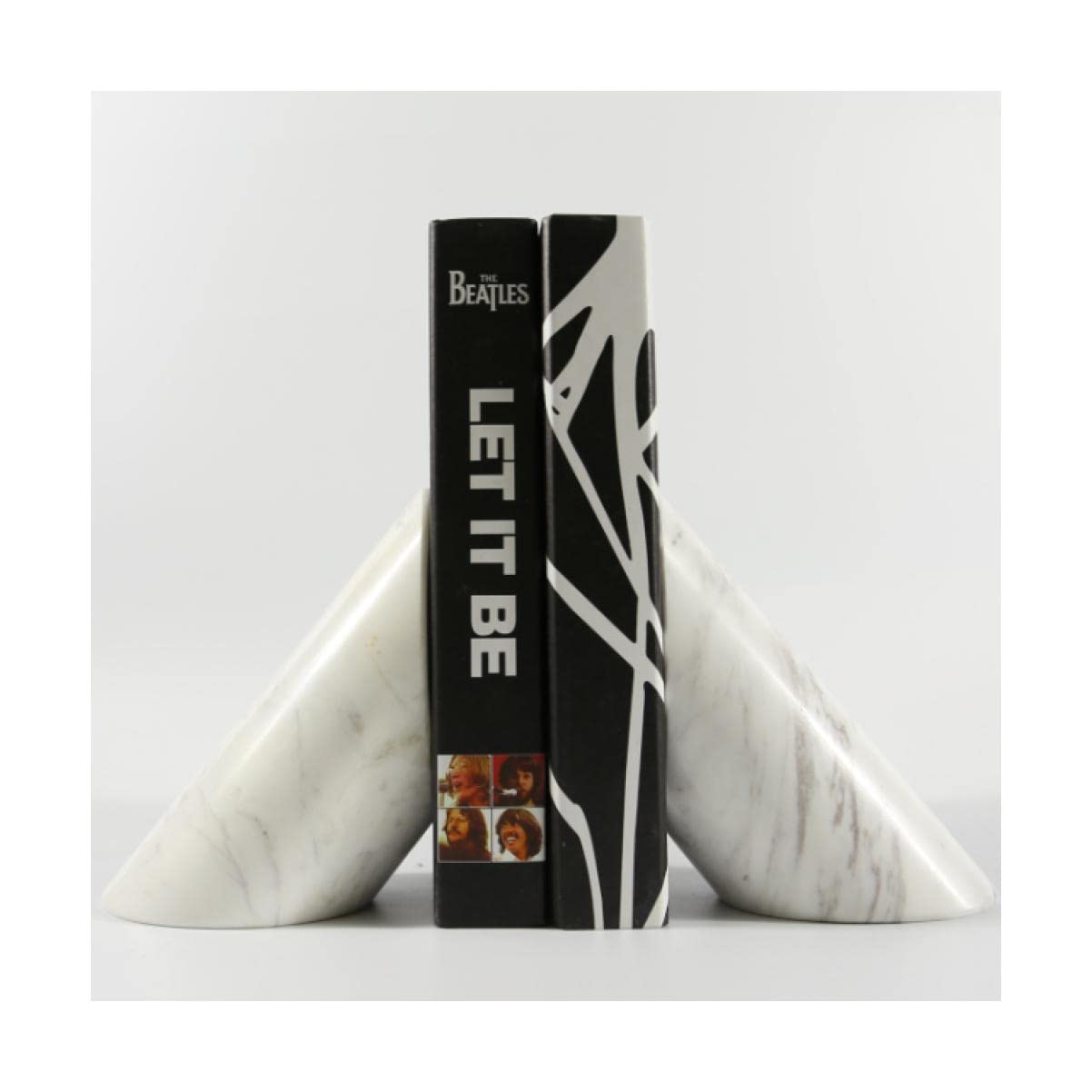 Marmurowe geometryczne podpórki do książek na półki Nowoczesne wytrzymałe Dekoracyjny uchwyt książki Organizer Wystrój biura domowego Biblioteka(White 13 * 8 * 16cm)