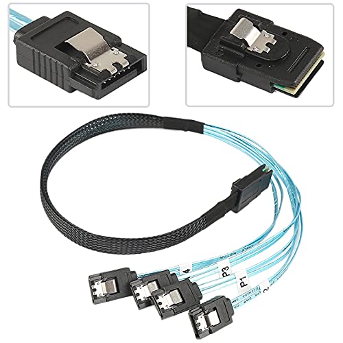 Connectors 1M Mini SAS 36P SFF-8087 Male to 4 SATA 7P Female Cable Splitter SAS to SATA Cable Adapter SFF-8087 Connector to 4 SATA HD Cable - (US, Cable Length: 1M, Color: Blue)