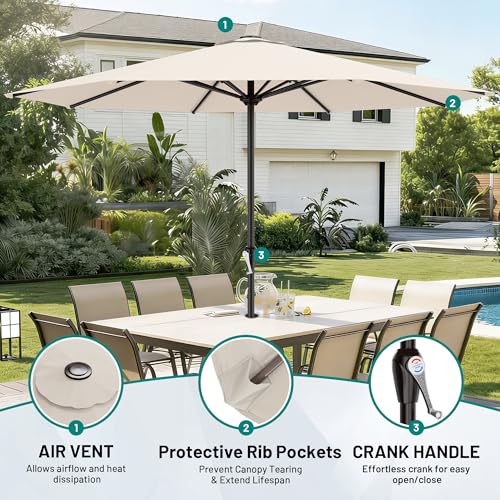Image of AreShark 12 FT Patio Umbrella for Outdoor, Outdoor Table Umbrella with Crank, Outdoor Patio Umbrellas with 8 Sturdy Ribs, Patio Umbrellas for Market, Garden, Pool (Cream White)