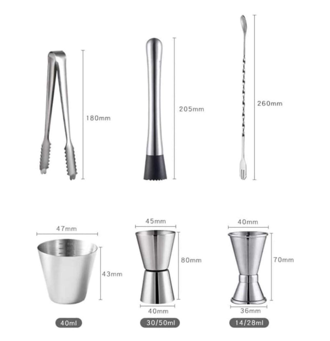 Coctelera Kit Kit Coctelería Juego De Barra De Cóctel De Acero Inoxidable De 19 Piezas con Estante De Almacenamiento Giratorio Herramienta De Camarero Cocktail Kit Simple (Color : A, Size : 750ml)