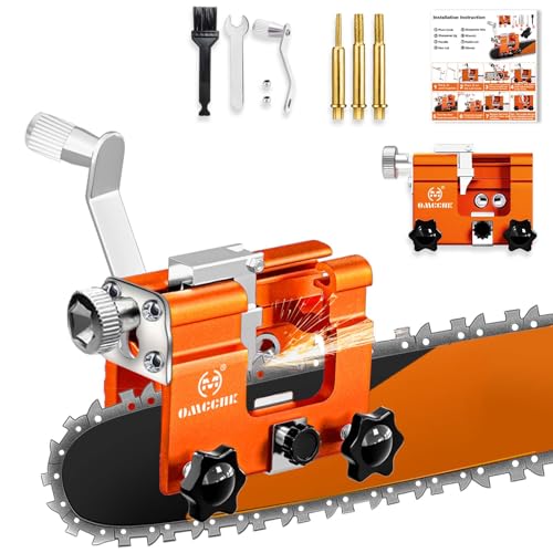 Image of Portable Chainsaw Sharpener Jig Kit, Hand Crank Sharpening Tool with 3 Sharpening Burrs & Cleaning Brush, Chain Saw Blade Sharpener for Electric Chain Saw, Gardening & Logging