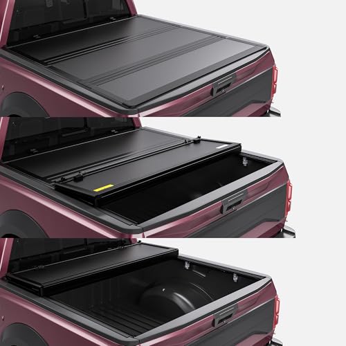 Image of OEDRO Low-Profile Hard Tri-Fold Tonneau Cover Compatible with Toyota Tacoma 2024 2025 2026 (Excl. Trail Edition) 6ft Bed with Tacoma Bed Rail, One-Handed Quick Release, Drainage Design