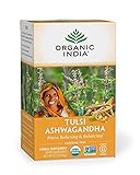 Organic India Calming Tulsi Herbal Tea Favorites - Ashwagandha, Honey Chamomile, Sleep - Adaptogen, Vegan, Gluten-Free, USDA Certified Organic, Non-GMO - 18 Infusion Bags