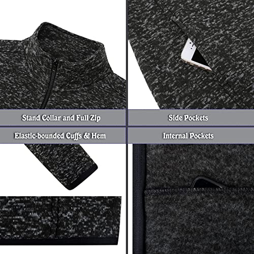 Image of Dolcevida Women's Long Sleeve Sweater Fleece Zip Up Speckled Jacket with Pockets