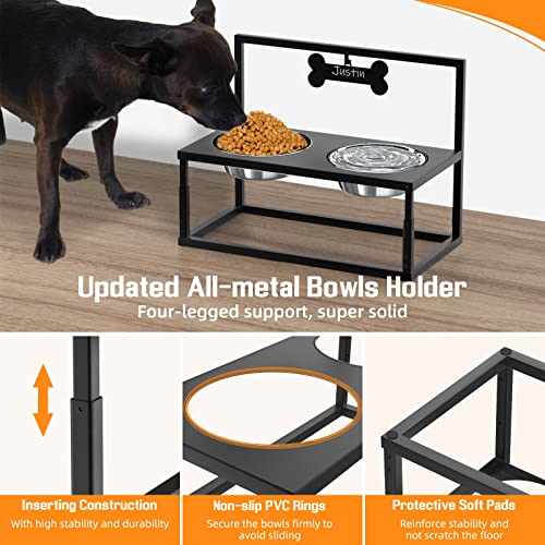 Lewondr Erhöhte Hundenäpfe, 3 Höhenverstellbar (10/16/22CM) Eisenständer mit 2 Edelstahlnäpfen & Namensschild, Hundebars Futterspender Fressnapf Futternapf für Kleine & Mittelgroße Hunde - Schwarz - Image 6
