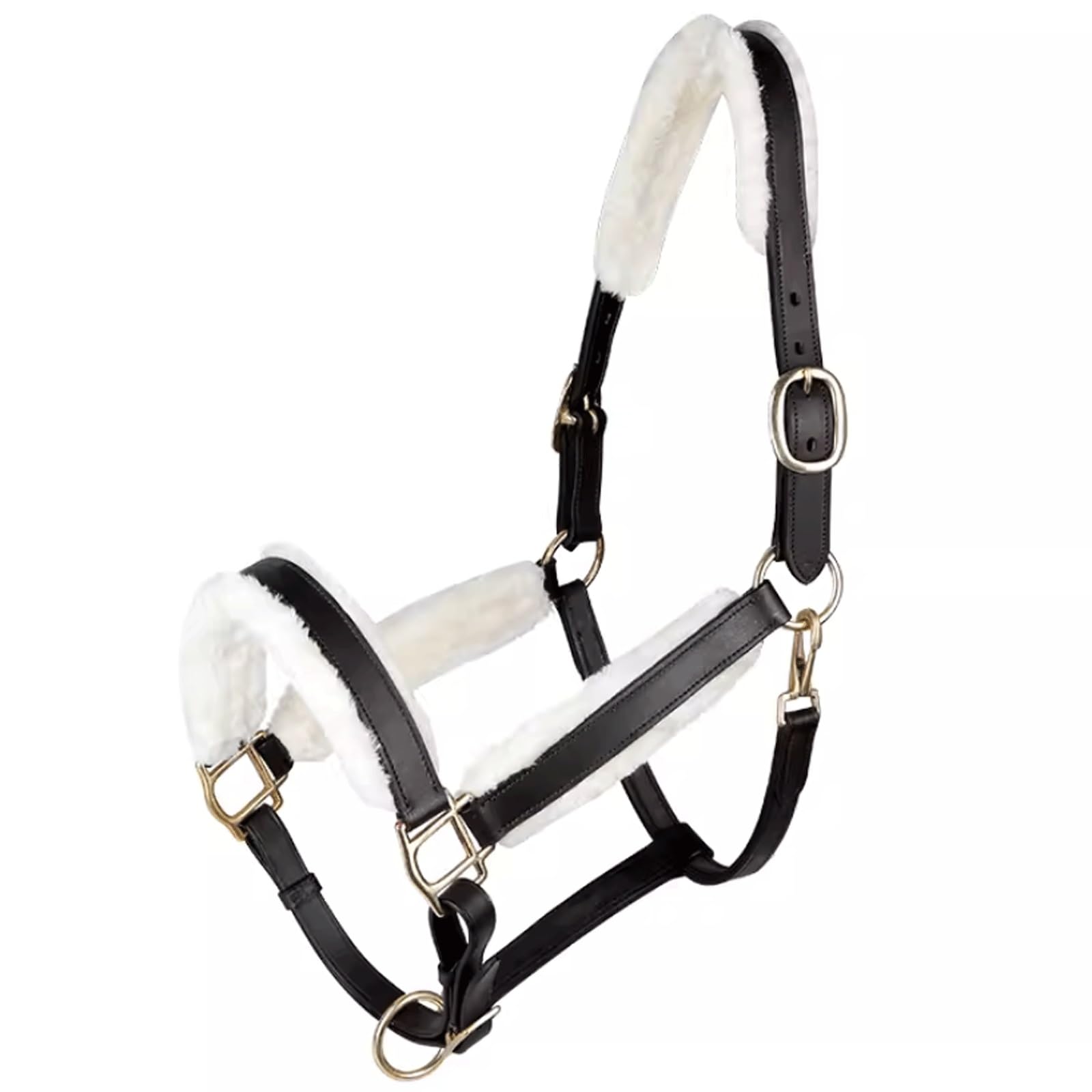 Cabestro de Caballo Ajustable Cabestro de Entrenamiento Forro de Lana Artificial Antidesgaste Duradero Accesorios para Montar (Color : Schwarz, Size : L)