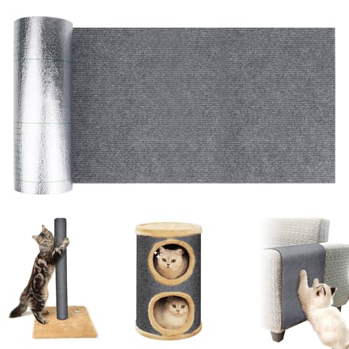 200*30cm Alfombra Rascador para Gatos, Rascador para Gatos Sofa, DIY Alfombra de Pared para Gato, Alfombra Autoadhesiva para Gato, Autoadhesivo para Gatos para Sofá, Pared, Cama Gris Oscuro Climbing