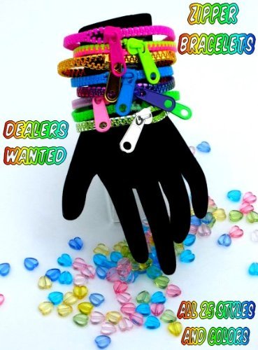 Zipper Bracelets, 50 Pk Assorted Colors, Hottest Most Trendy Jewelry