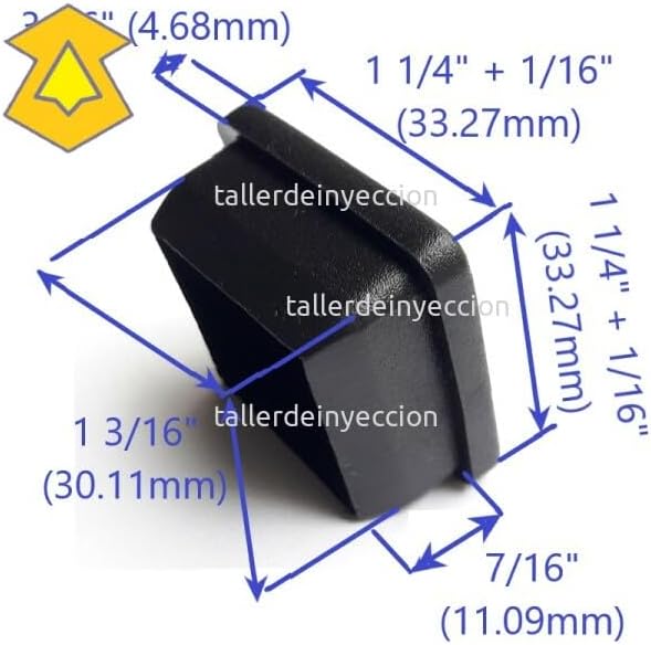 Plastic Square Cap for 1 1/4 Inch Tube (100 Pieces, Black, High Density Polyethylene Material)
