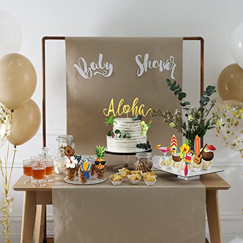 56 Pcs Tropical Cupcake Toppers Luau Pineapple Flower Palm Tree Leaves Flamingo Surfboard Cake Decorations For Hawaiian Theme Baby Shower Birthday Wedding Party Supplies #TOP2