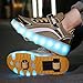 Fashion Boys and Girls' Roller Skating Shoes - Cool Premium Skateboarding Shoes with Retractable Wheels - Rechargeable USB2 Wheels 16LED Sports Shoes Gold