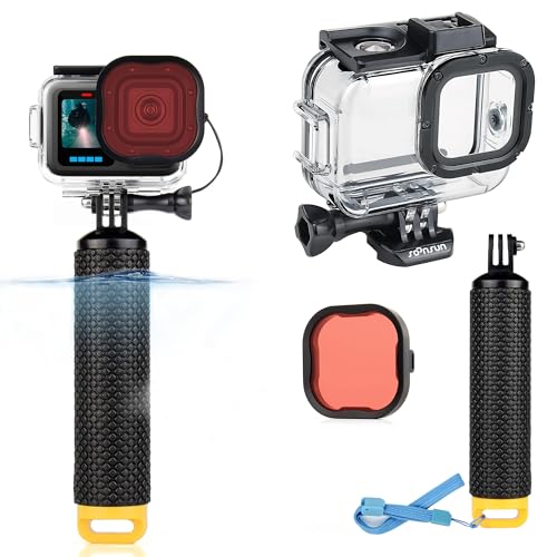SOONSUN Waterproof Case with Floating Hand Grip for GoPro Hero 13/12/11/10/9 Black, 196ft Underwater...
