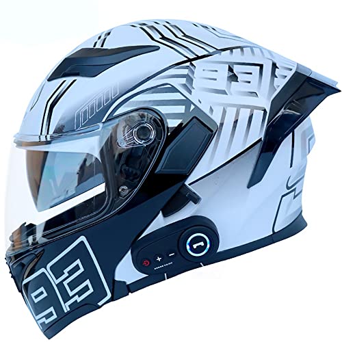 Letetexi Casco Moto Modular Integrado con Bluetooth HD Negro Marrón Lente Auriculares y Micrófono Integrados Casco de Carreras de Cara Completa Diseño 54~63CM