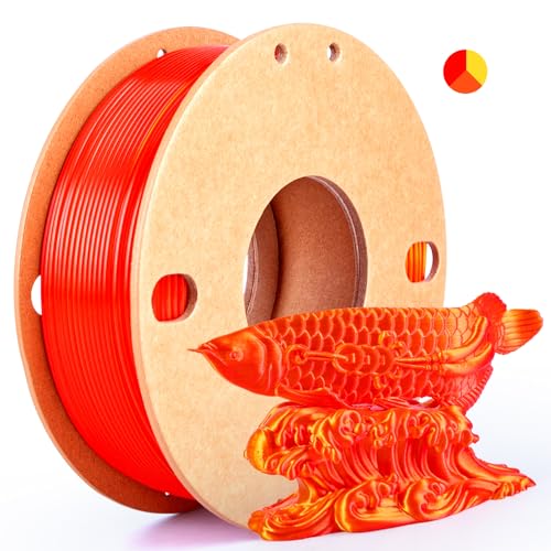 Image of Silk Triple Colors PLA+ 3D Printer Filament 1.75mm, No Tangle Shiny Filament Net Weight 250g Spool (0.55lbs), 3-in-1 Silk PLA Pro Plus, Gold+Red+Orange