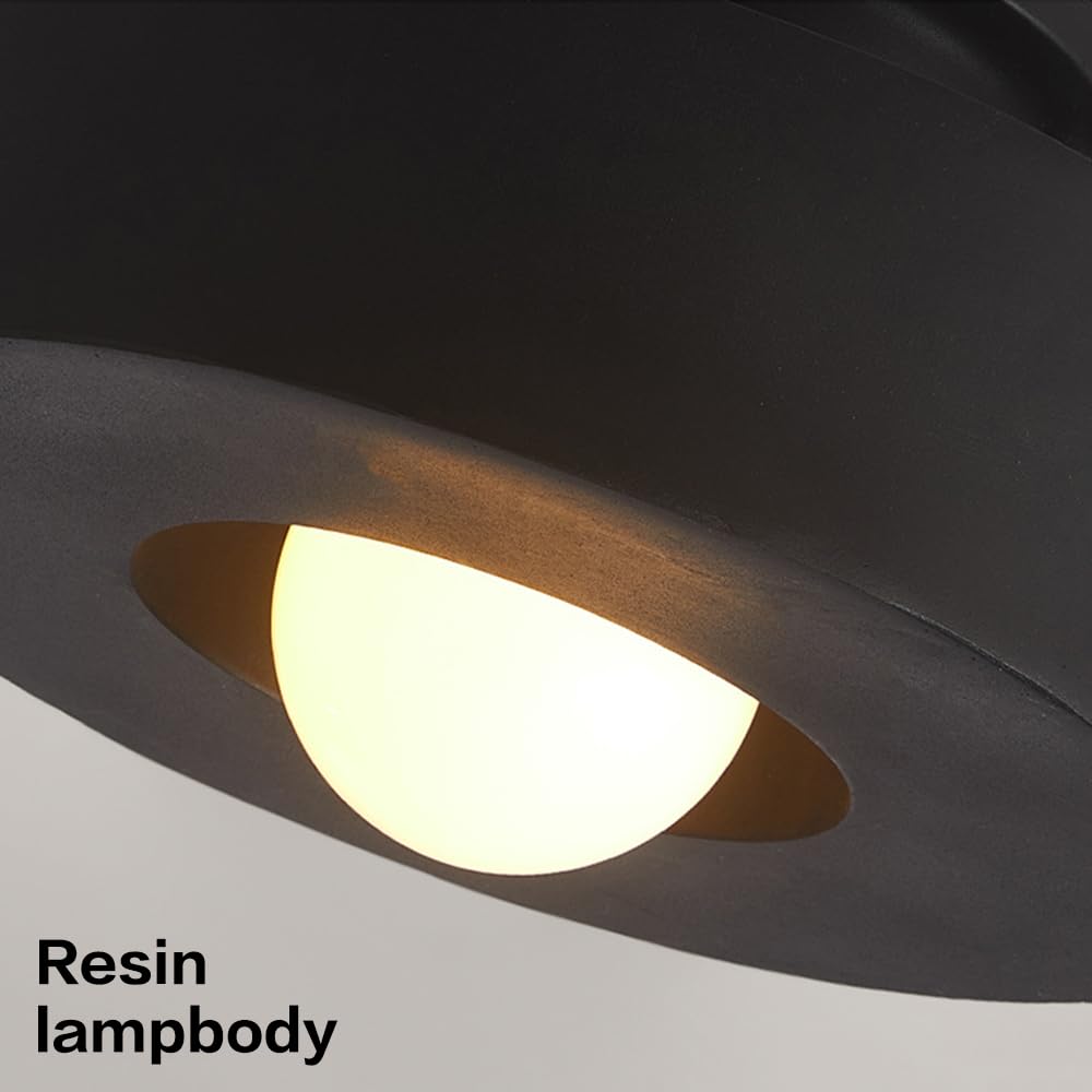 Nordic Cream Resin Sufitowa, Nowoczesna Sufitowa Z Podstawą E27, Oświetlenie Sufitowe, 11,8 Cala, Blisko Sufitu, Do Kuchni, Ganku, Korytarza, Restauracji/Czarny