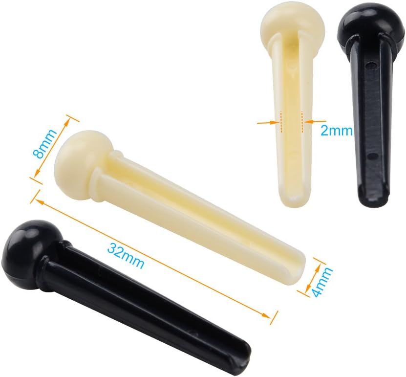 12PCS Folk Acoustic Guitar String Pins Black and Cream White Metal Guitar String Pegs