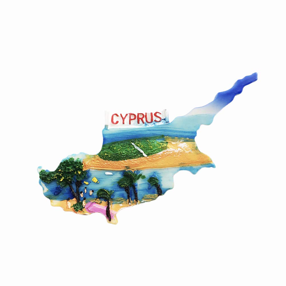 Wedarego Cyprus 3D Map Refrigerator Magnet Resin Travel Souvenirs,Handmade Home & Kitchen Decoration Fridge Magnet Collection Gift