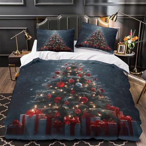 Housse de couette Village de Noël 220x240 parure lit King microfibre 3D - 2
