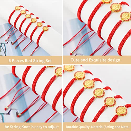 12/6 Pieces Pack San Benito Bracelets Protection Handmade Red Black Cord Benedict Wrist Bracelets Adjustable Medal Rosary Bracelet Luck Benedictine Serenity Blessing Friendship Bracelet for Women Men3