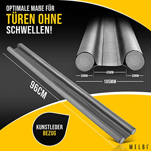 MELBI® - Premium tochtstopper voor deuren lederlook, deurbodemafdichting om stookkosten te besparen, op maat gemaakte deurafdichting, warmte-isolerend & energiebesparend, tochtstop 96 cm (1, grijs) - Image 3