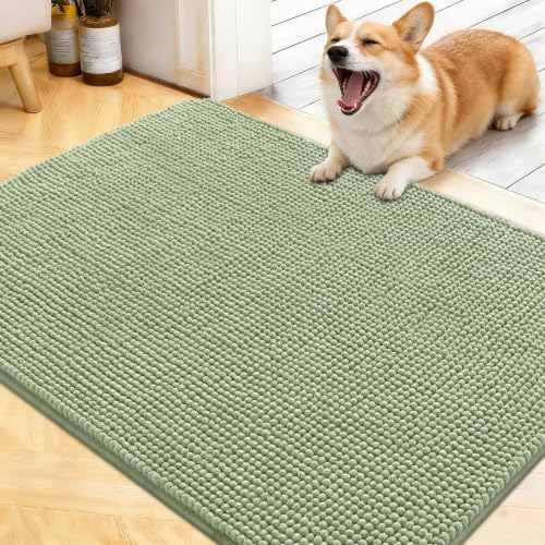 Image of OLANLY Dog Door Mat for Muddy Paws 40x32, Absorbent Chenille Mud Doormat
