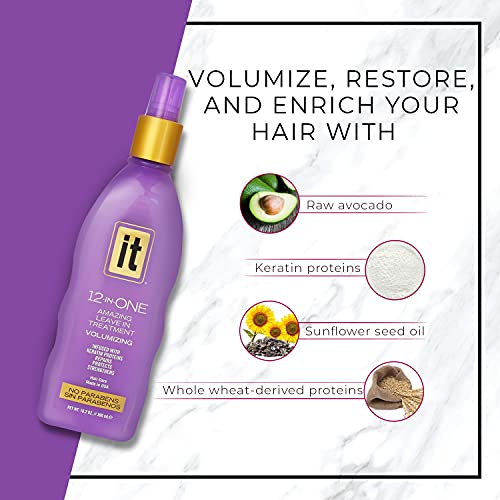 12-In-One Volumizing Amazing Leave-In Hair Treatment - Infused With Keratin, Avocado, And Whole Wheat To Strengthen And Add Volume - Conditioner Spray To Protect Dry And Damaged Hair - It 12-In-One #TOP2