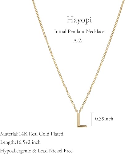 Miniatura 5 de Hayopi Initial Necklaces for Women,Dainty Gold Plated Letter Necklace Name Personalized Monogram Pendant Necklace Simple Cute Initial Necklace