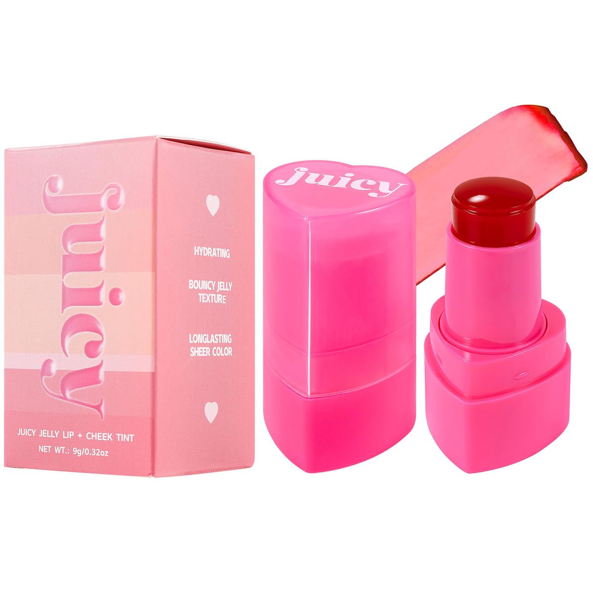 FYEBOO Cooling Water Jelly Tint Blush, Multi-Use Juicy Lip + Cheek Tint, Hydrating & Bouncy Jelly Texture, Long-lasting Sheer Color, 0.32 oz (# 01, 0.32 oz) # 01 0.32 Fl Oz (Pack of 1)