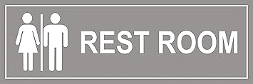 BIRD'S MIND Sign Boards Rest Room For Hospital Clinic Shops Office Stores School Factory Garden Signage Business Commercial Sign Board Toilet Grey (L x H 12 x 4 Inch)