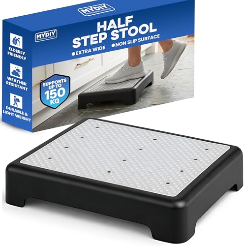 My DIY Door Step Stool - Supports 150kg Non-Slip Half Step Stool & Mobility Aid for Elderly & Children - Lightweight Outdoor & Indoor Steps for Doors Showers Cars & Gardens 50 x 43 x 10 cm
