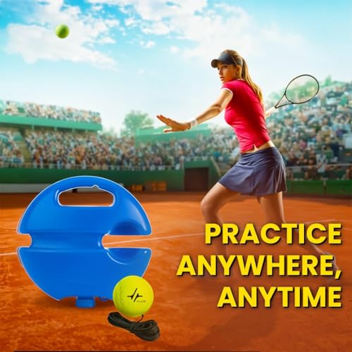 Image of PULSEIT PulseITStrokeX Tennis Trainer Rebound Ball Set | Solo Tennis Practice Trainer with Elastic Rebound String & Heavy Stable Base | Self Training Equipment for Kids & Adults (Round)