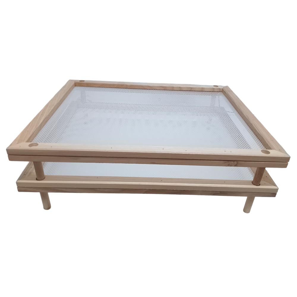 Set 2 Essiccatori impilabili sovrapponibili con telaio in legno e rete alimentare stendipasta per essiccare cibi alimenti pasta