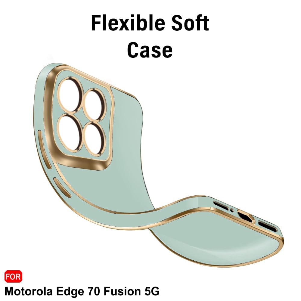TheGiftKart Luxurious Golden-Plated Back Cover Case for Motorola Moto Edge 70 Fusion 5G | Raised Lips for Camera & Screen Protection | Shockproof Design | Stylish Back Cover Case (TPU, Green) — Amazon image 7