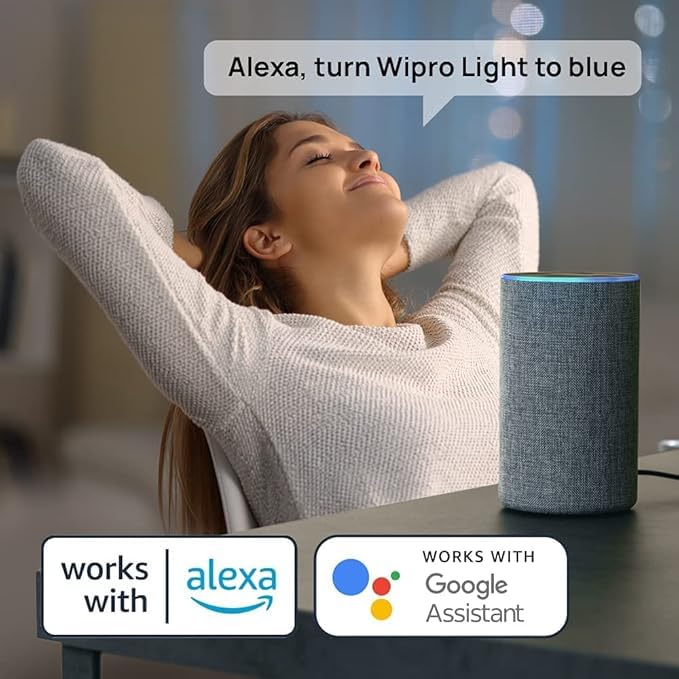 Image of wipro 14 Watt B22 WiFi Smart LED Bulb with Music Sync | 16M Colours & Shades of White | App Control | Compatible with Amazon Alexa and Google Assistant | Ideal for Living Room & Bedroom | Pack of 2