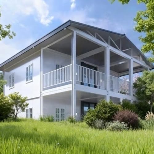 2 Story Prefab Tiny Home for Sale Modular Detachable Container House to Live in for Adults Movable Prefabricated Villa Mobile House with Full Equipped Bathroom & Kitchen for Apartment Office Hotel