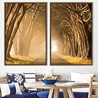 2 Piece Framed Canvas Wall Art Brown Forest Canvas Prints Home Artwork Decoration for Living Room,Bedroom - 16