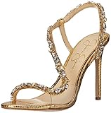 Jessica Simpson Women's Jaycin Embellished Heeled Sandal, Gold/Clear, 8.5