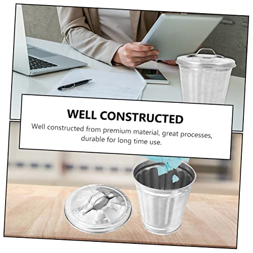 Image of STOBAZA 1pc Mini Trash Can Office Desktop Garbage Bin Small Trash Can Dog Poop Trash for Outdoors Bathroom Rubbish Bedroom Garbage Car Trash Vase Waste Paper Bin Metal Chic