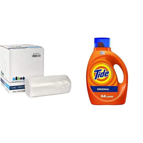 Plasticplace - Bolsas de basura resistentes W33LDC1 de 33 galones, 1.2 mil transparentes, 100 unidades