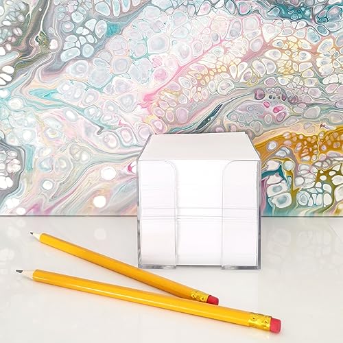 D.RECT Zettelbox Zettelkasten Kunststoff, 85x85x80mm circa700blatt, Weißgefüllt, 6 Stück Ersatzpapier (für Zettelbox)