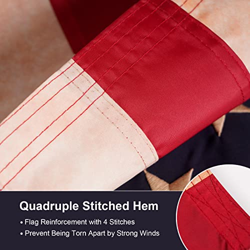 Image of SYII Vintage Tea Stained American Flag 3x5 Feet, Embroidered Stars Double Stitched Stripes and Brass Grommets, Durable Heavy Duty Polyester USA 250th Anniversary Decoration