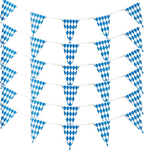 Alpurple 197 Feet Oktoberfest Bavarian Flag- 6 Packs Oktoberfest Bavarian Pennant Banner for German Oktoberfest Themed Party Decorations
